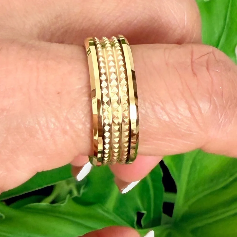 8mm Yellow Gold plated Jagged Center Wedding Band